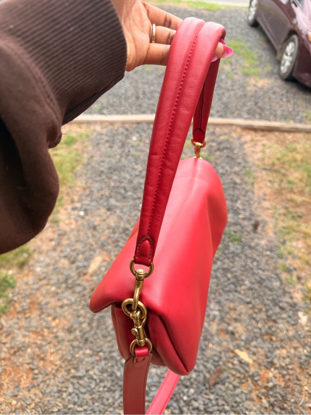 Coach Red Leather Mini Shoulder Bag with 'C' Hardware - Picture 4 of 9